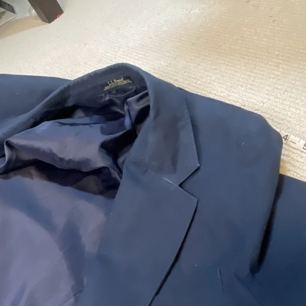 LL Bean Men's Size 52 Sport Coat Blazer Jacket Navy Wedding 100% Cotton